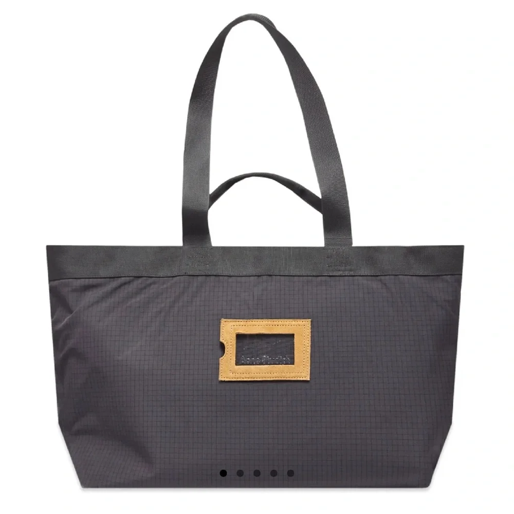Acne Studios Post Ripstop Nylon & Suede Tote Black